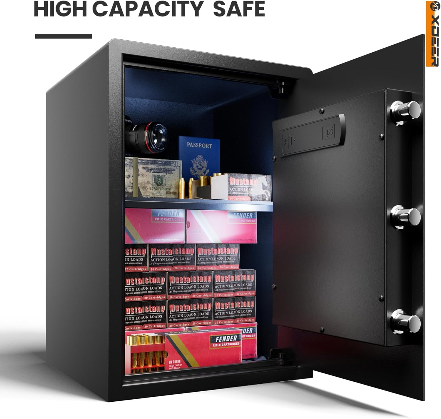 Xdeer CS50E Lock Home Safe Box - (2.04 Cubic Feet) with Electronic Digital Keypad, Steel Construction for Money, Guns, Document Safe, and Personal Items - Secure Storage at Home or Office image number 2