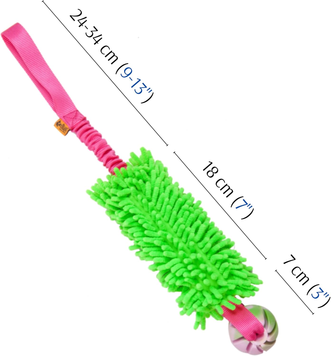 Dingo Green Mop Bite Tug for Dog Fun Bungee Chaser with Ball, Pink Handle 15589 image number 2