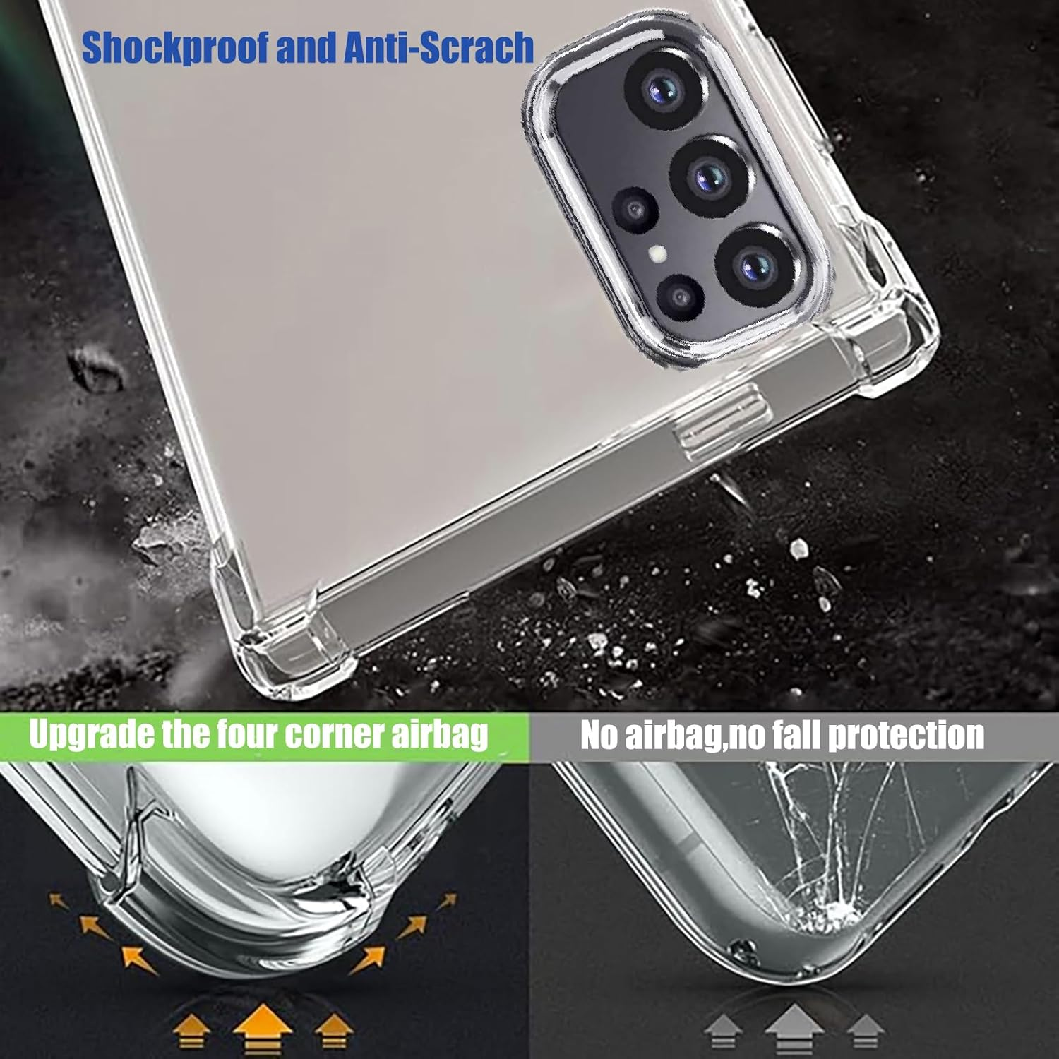 For Samsung S23 Ultra Case,Samsung Galaxy S23 Ultra Case,Clear[Anti-Yellowing][Shockpoof][Military Grade Protection] Reinforced Corners Slim Fit Flexible TPU Bumper Phone Case for S23 Ultra,Clear image number 1