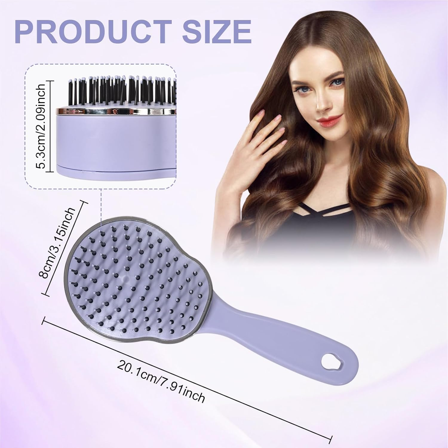 Detangler Hair Brush, Self Cleaning Hair Brushes, anti Static Massage Comb Brush,Cushion Hairbrush,Gentle Massaging,Gliding through Tangle,For Women & Men,Short,Long,Straight,Waves image number 3