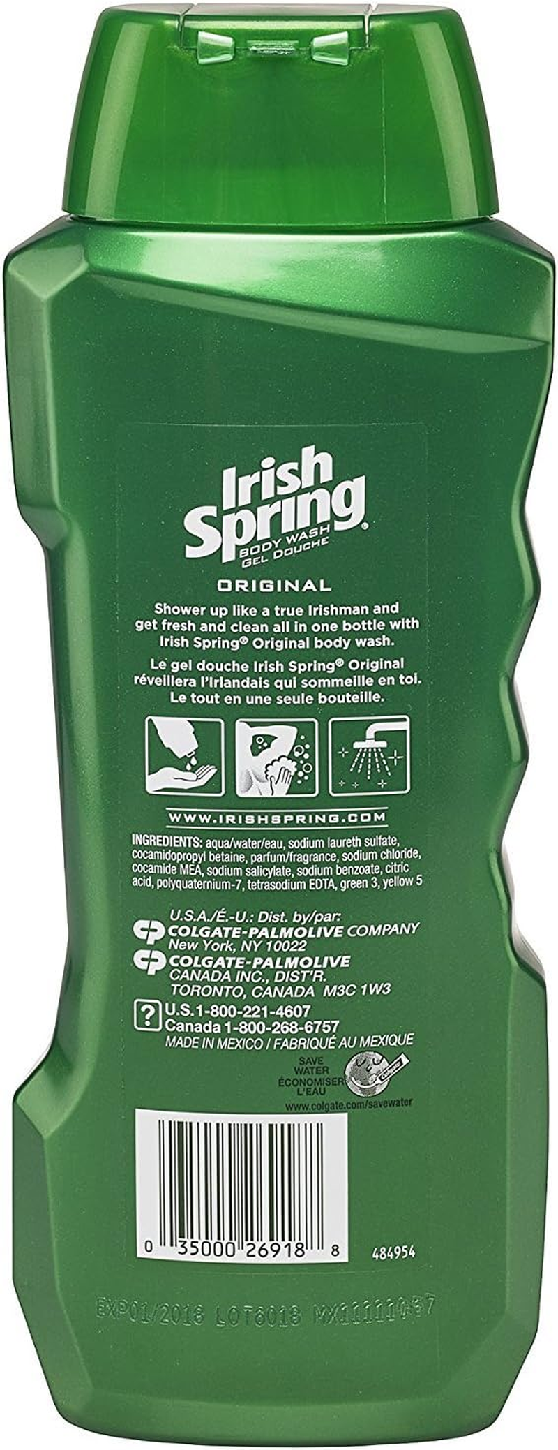 Irish Spring Original Body Wash for Unisex - 18 Oz, 540 Milliliters