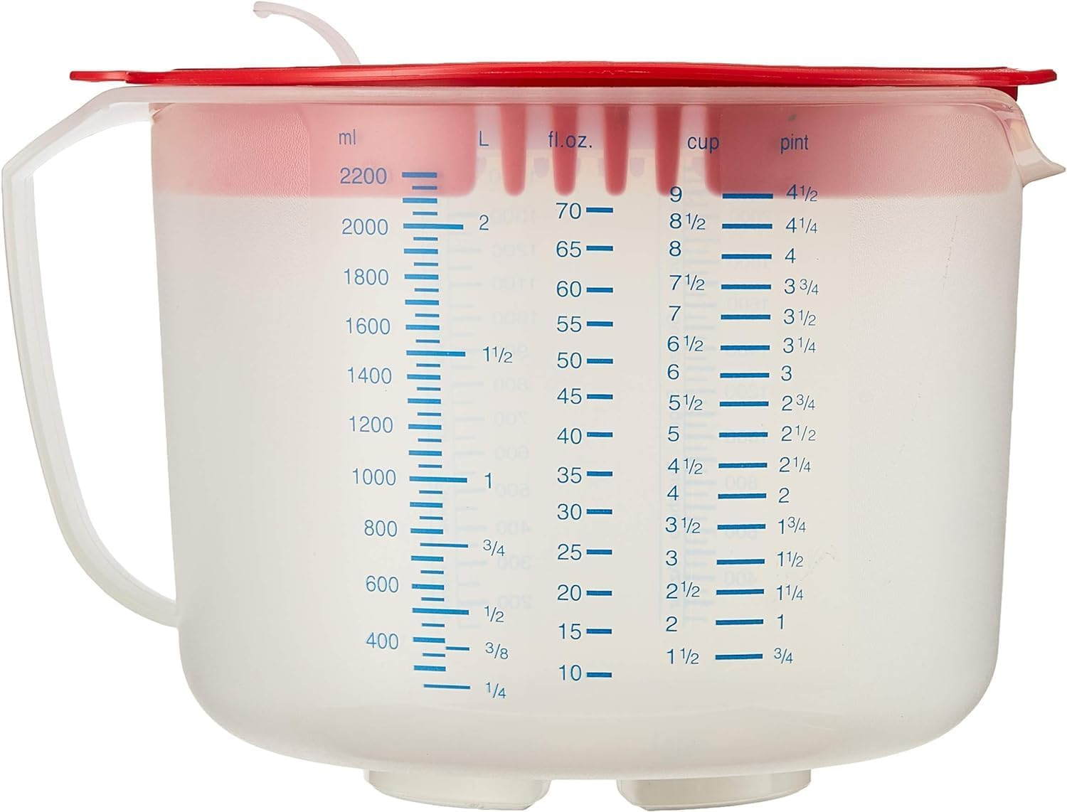 Leifheit Measuring Jug Measure & Store 3In1 2.32Qt, Transparent/Red, 2.32 Quart image number 2