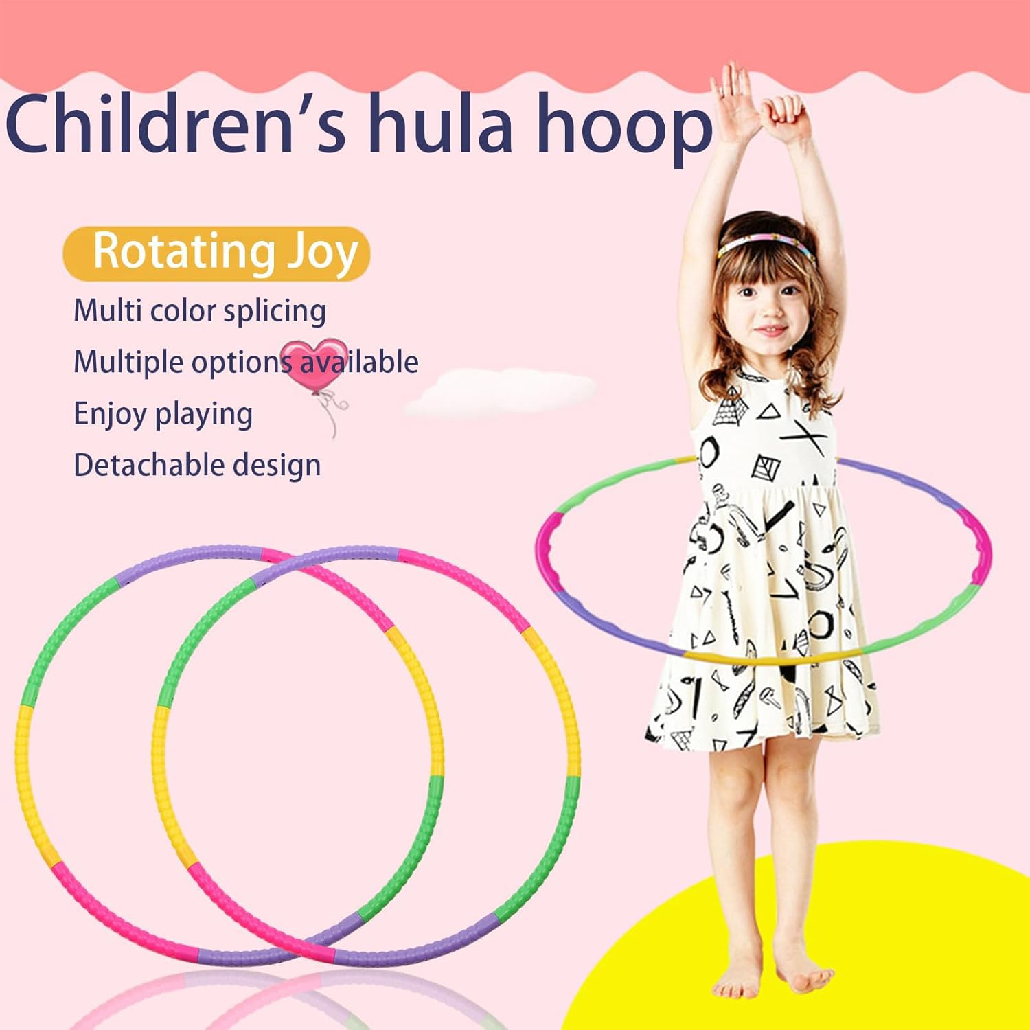 Children'S Hula Hoop Set of 2 (58 Cm, 100 G) - Hula Hoop for Children 3-12 Years with 8 Segments - Hula Hoop for Outdoor Sports and Family Games image number 3