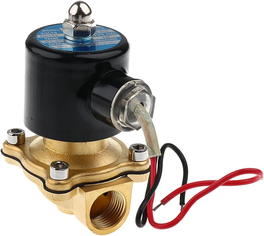 Blesiya DC 12V 1/2"Inch Brass Electric Solenoid Valve Water Air Fuel Gas Normally Closed image number 2