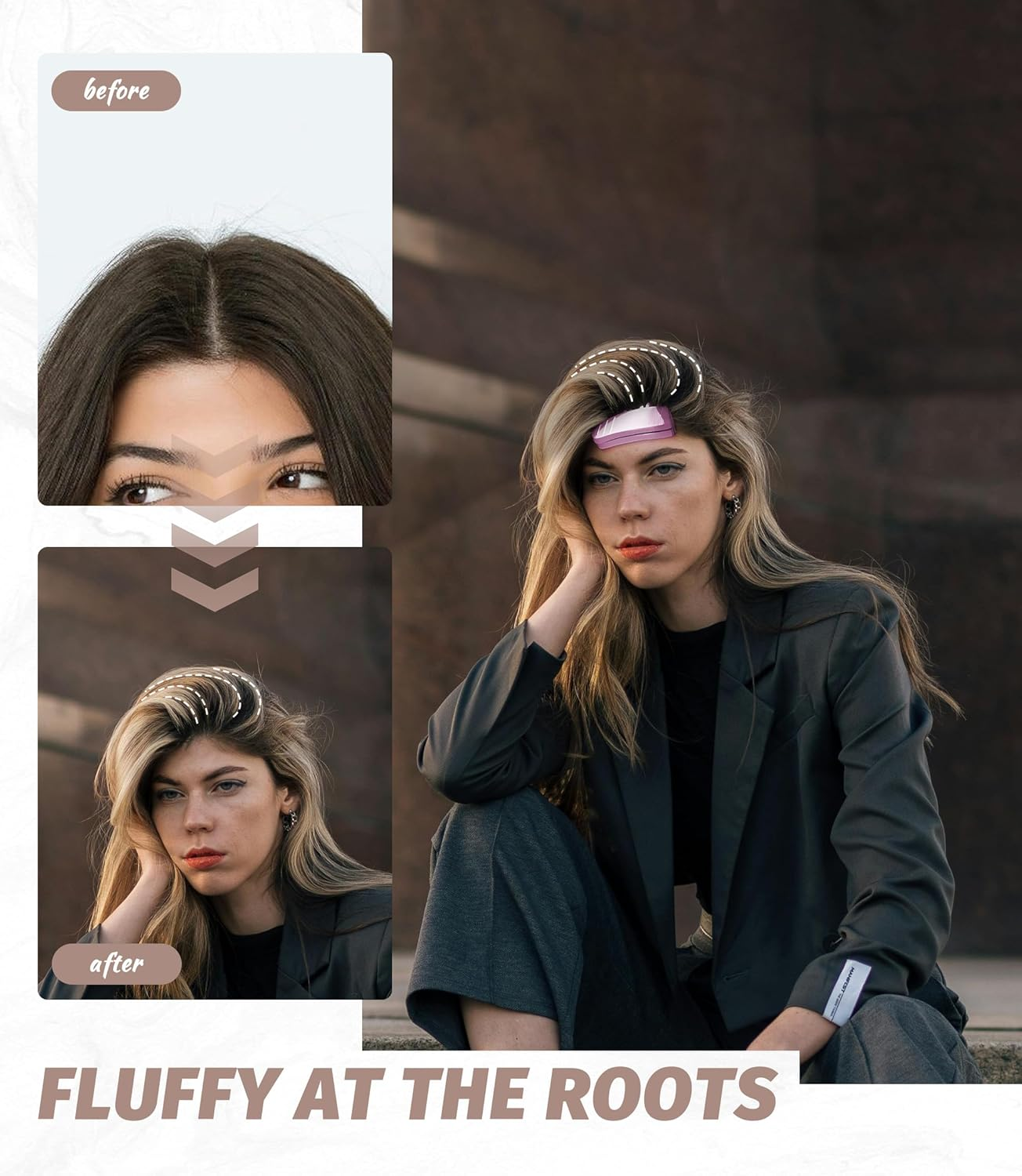 Pack of 4 Volume Hair Clips for Fluffy Ponies, Volume Clip for Hairline, Hair Clip No Imprint Hair Root Lifting Clips for Men and Women, Pink image number 6