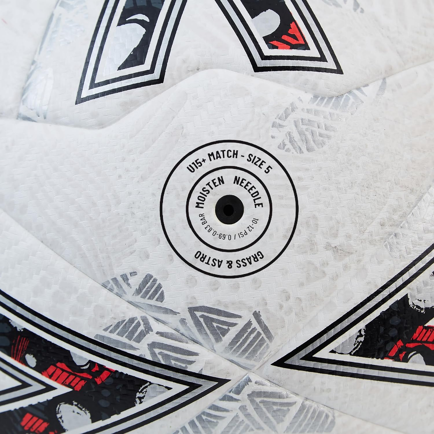 Mitre Ultimatch One Football Enhanced Control Extra Durability Extra Accuracy Ball White Blood Orange Pitch Green Black image number 5