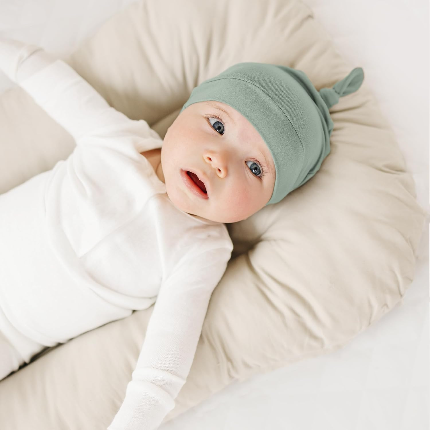 Konssy 8 Pack Baby Newborn Hats Set Knot Beanie Hats Soft for Infant Baby Girls Boys Caps 0-6 Months - Pink image number 7