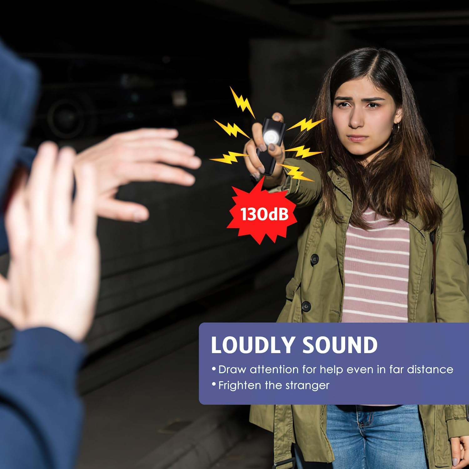 OQIMAX Personal Safety Alarm Keychain,130Db Loud Personal Alarm Police Approved with LED Flashlight, Rechargeable Small Personal Panic & Rape Alarm Keyring for Students, Girls, Kids