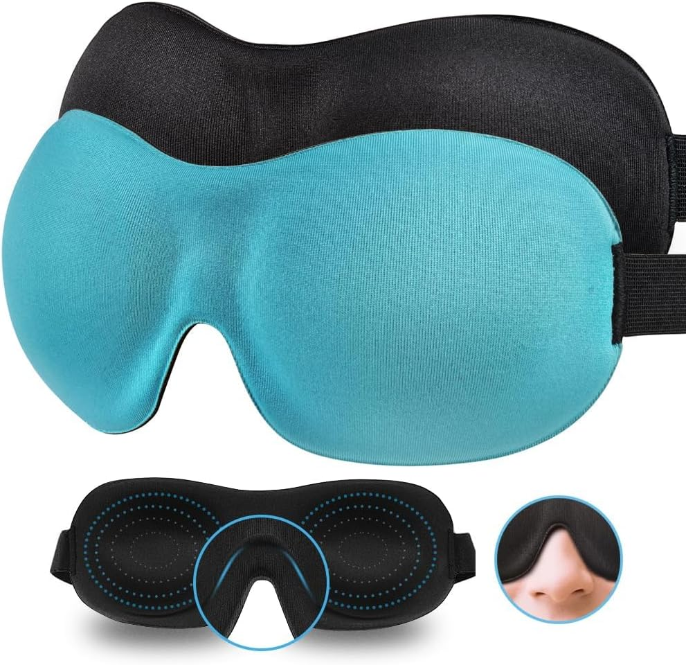 2Pcs Eye Mask for Sleeping, 3D Weighted Sleep Mask, Washable Eyemask, Blackout Sleeping Masks, Travel Accessories image number 4