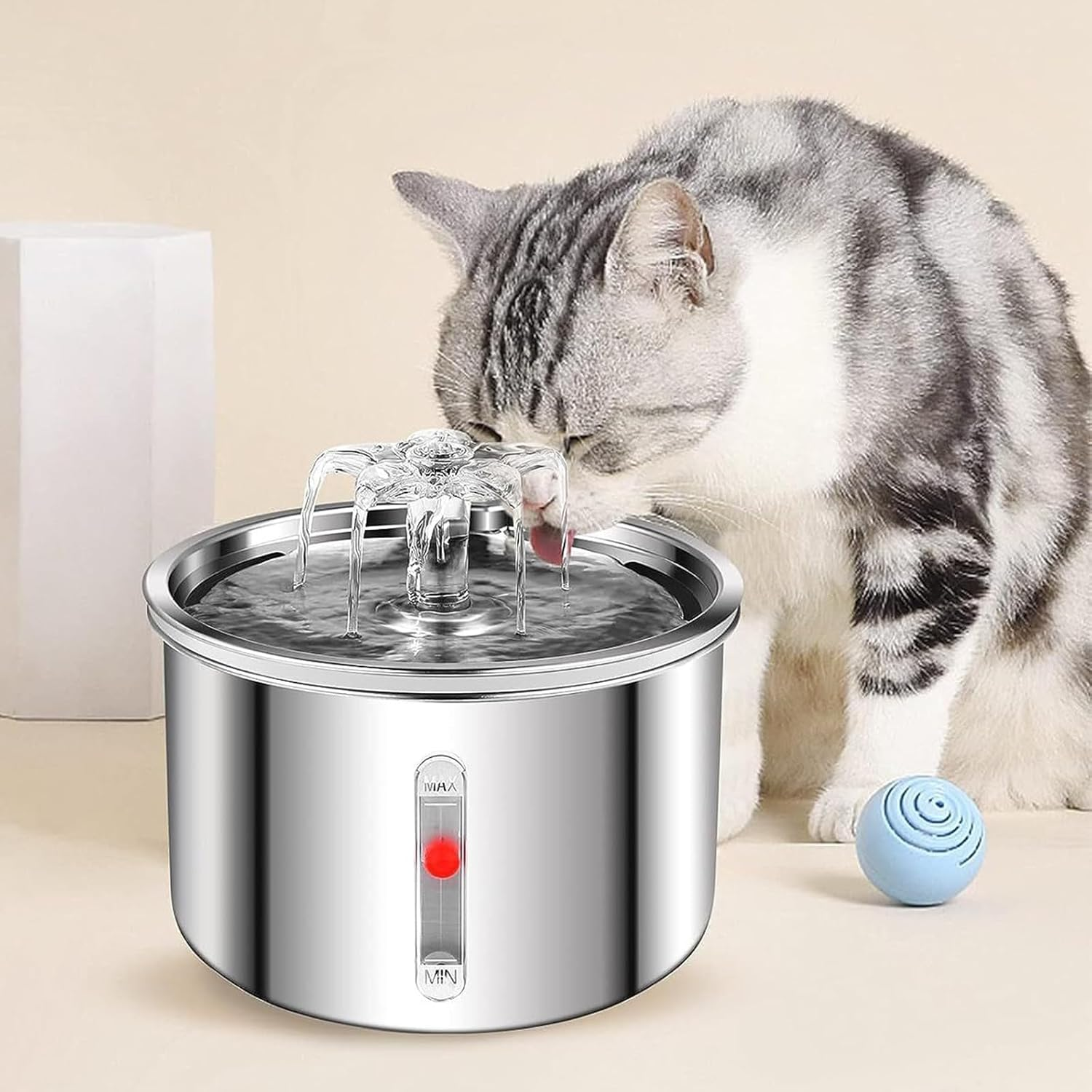 Undres 2L Cat Fountain, Drinking Fountain for Cat, Pet Fountain, 304 Stainless Steel Material, Activated Carbon Filtering, Use of a Silent 5V Low Pressure Water Pump, USB Powered Interface image number 5
