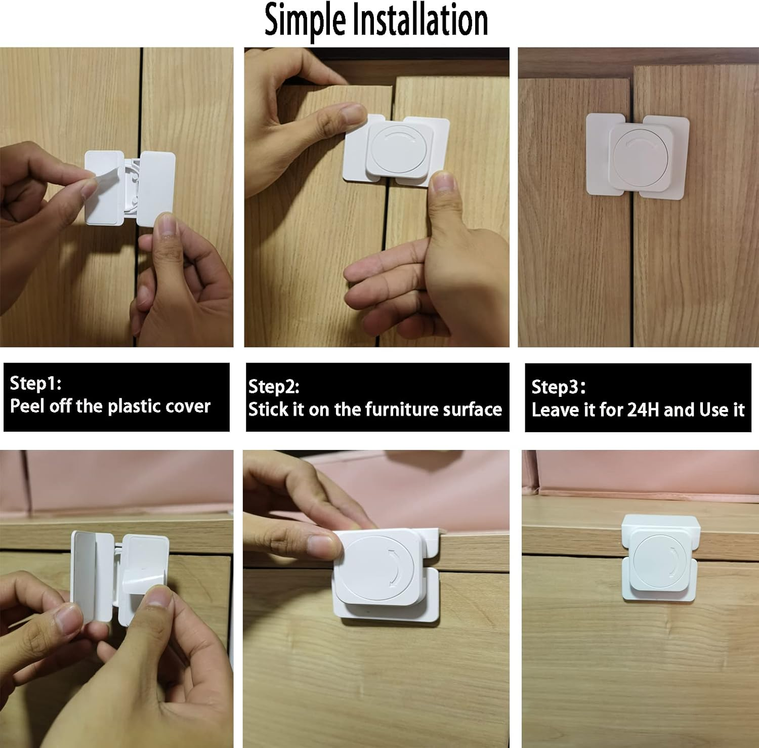 Cabinet Locks(12-Pack) for Babies, Kids and Toddlers Proofing Cabinet Child, Baby Locks Suitable for Cabinets, Drawer and Refrigerator with Easy Installation (White) (8 Flat Lock + 4 Right Angle Lock) image number 1