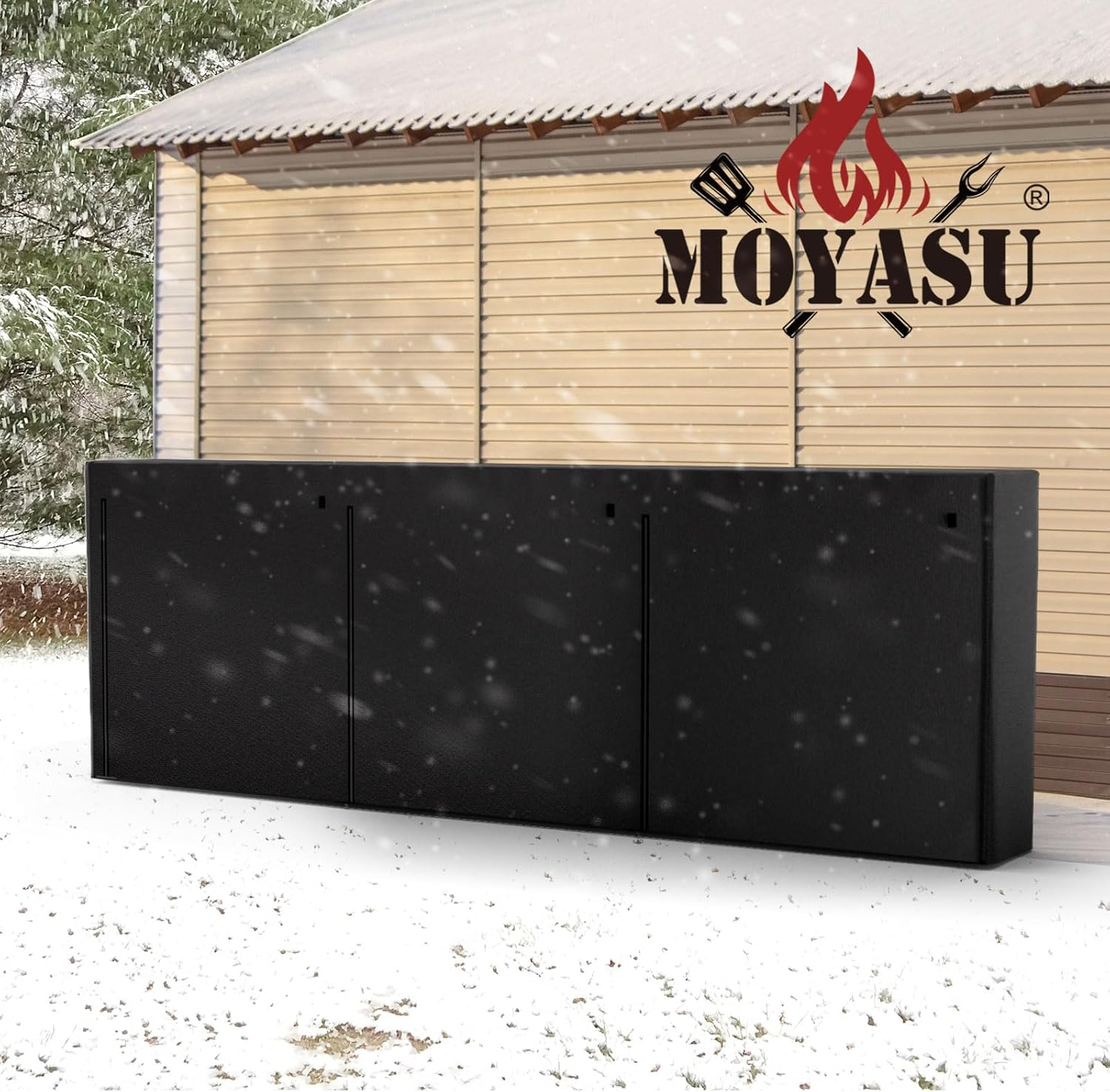 Moyasu 11.8 FT Firewood Rack with Waterproof Cover, Heavy Duty Wood Rack for Indoor Outdoor, Fire Wood Storage Rack with Side Pocket, Log Racks for Firewood,Wood Pile Stacker Firewood Holder, Black image number 6