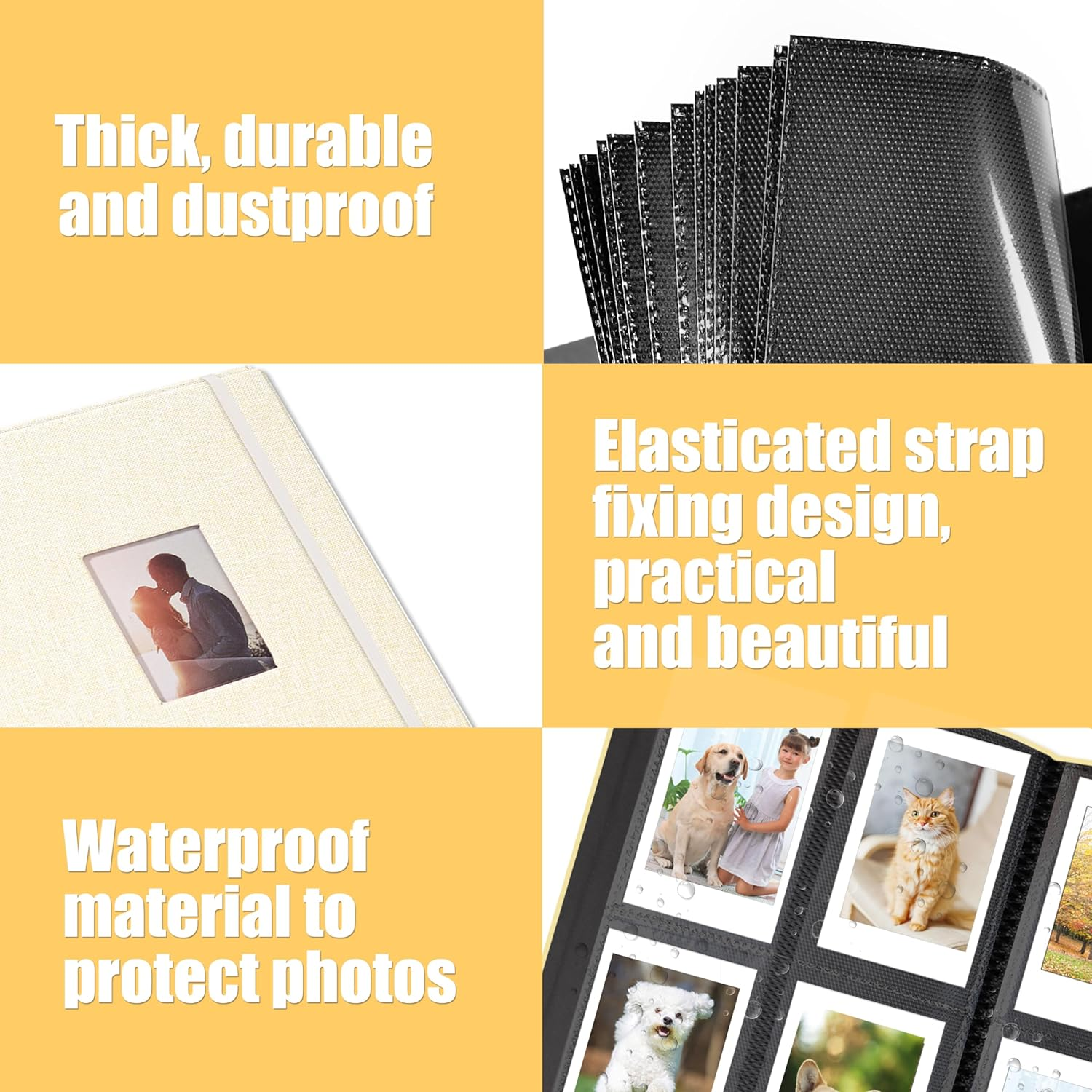 Meunmro 208 Pockets Mini Photo Albums, Linen Cover Polaroid Photo Albums Fits for Fujifilm Instax Mini 7S 8 8+ 9 25 26 50S 70 90, 3-Inch Film (Beige) - Grey image number 6