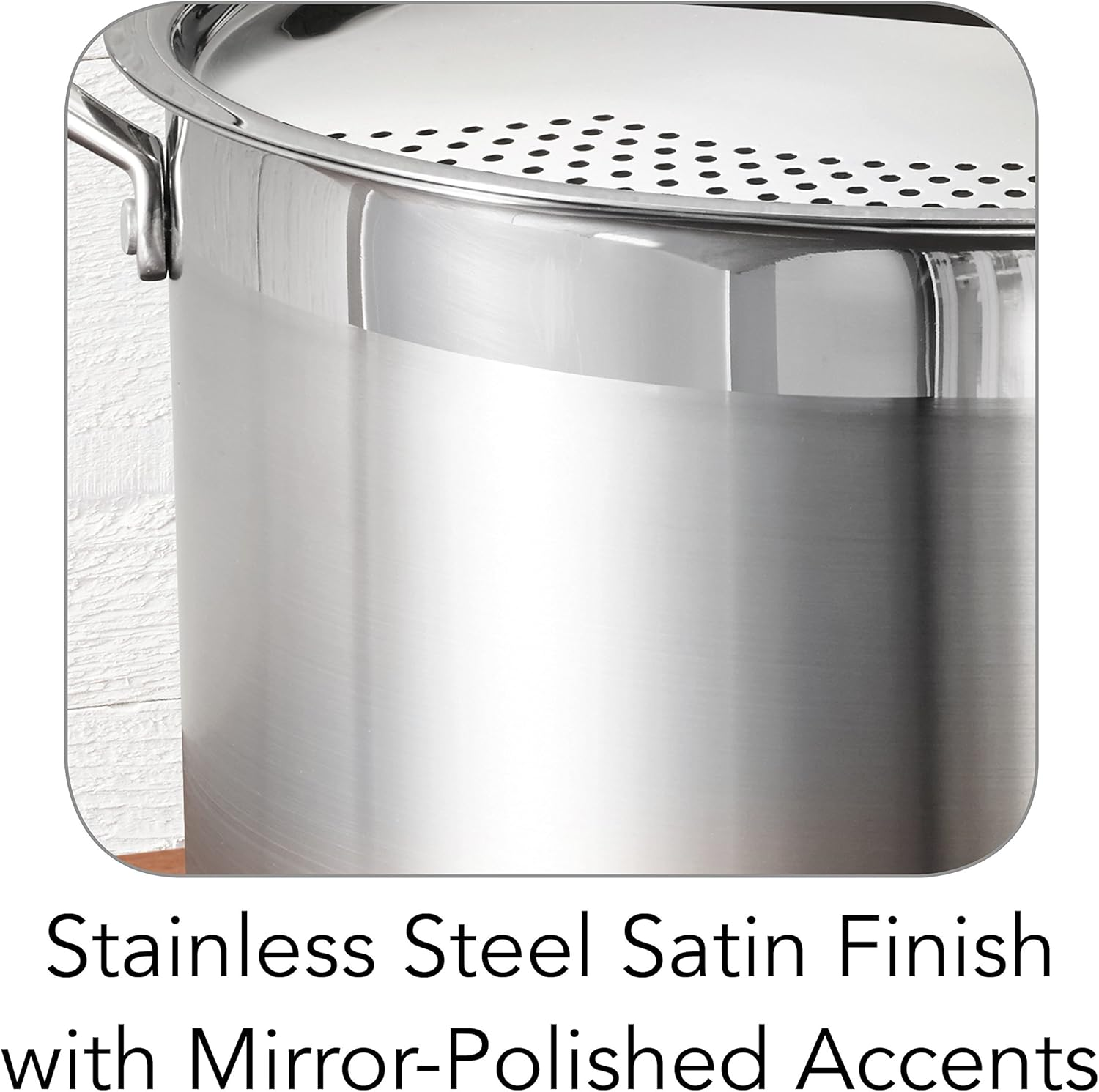 Tramontina Lock & Drain Pasta Cooker Pot with Strainer Lid 18/8 Stainless Steel 8 Qt, 80120/509DS