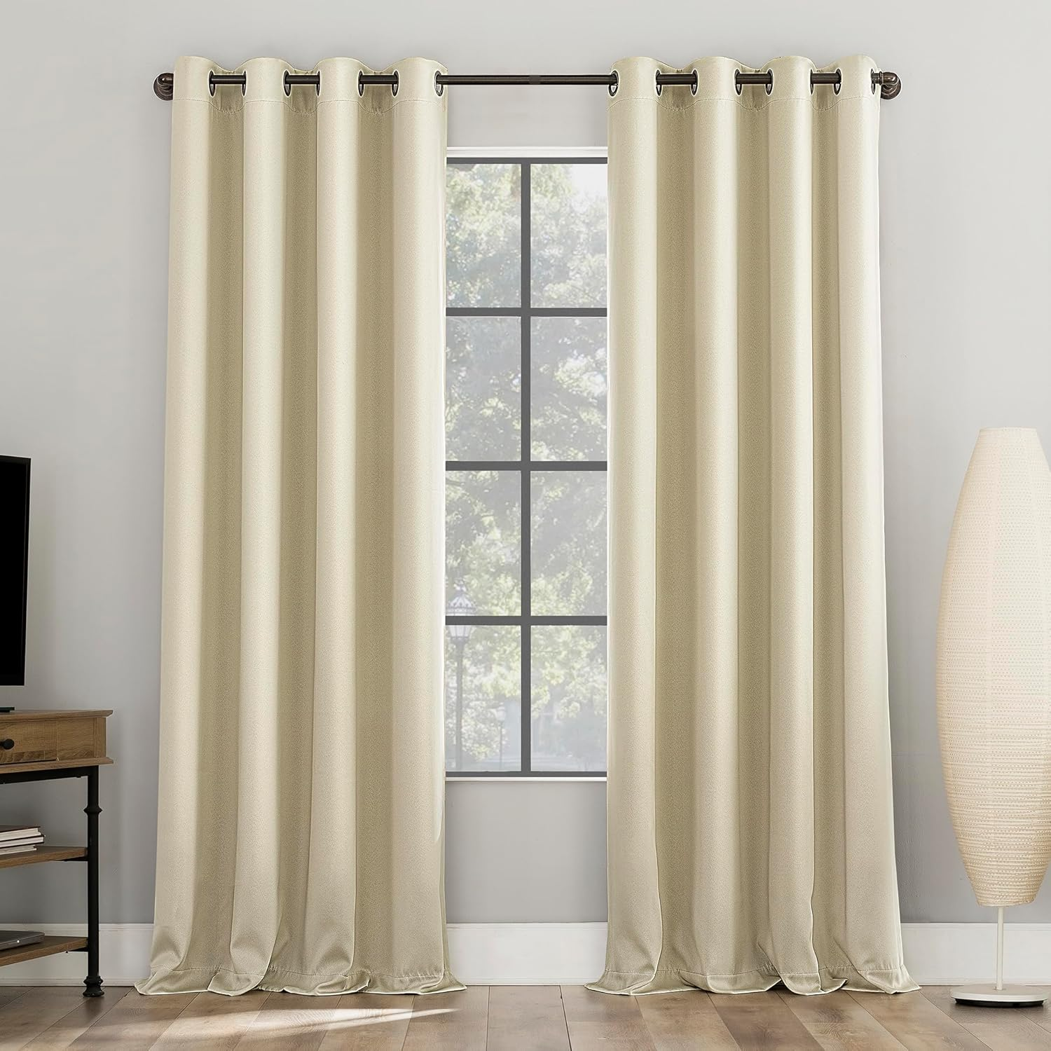 Sun Zero Nordic 2-Pack Theater Grade Noise Reducing Extreme 100% Blackout Grommet Curtain Panel Pair, 52" X 54, Navy Blue