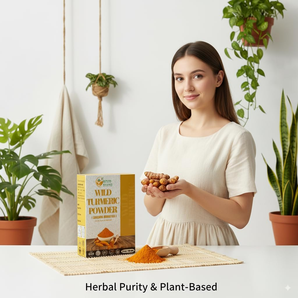 Herbs Botanica Wild Turmeric Powder Exfoliator| Amba Haldi Powder | Kasturi Manjal | Kasturi Turmeric150 Gms