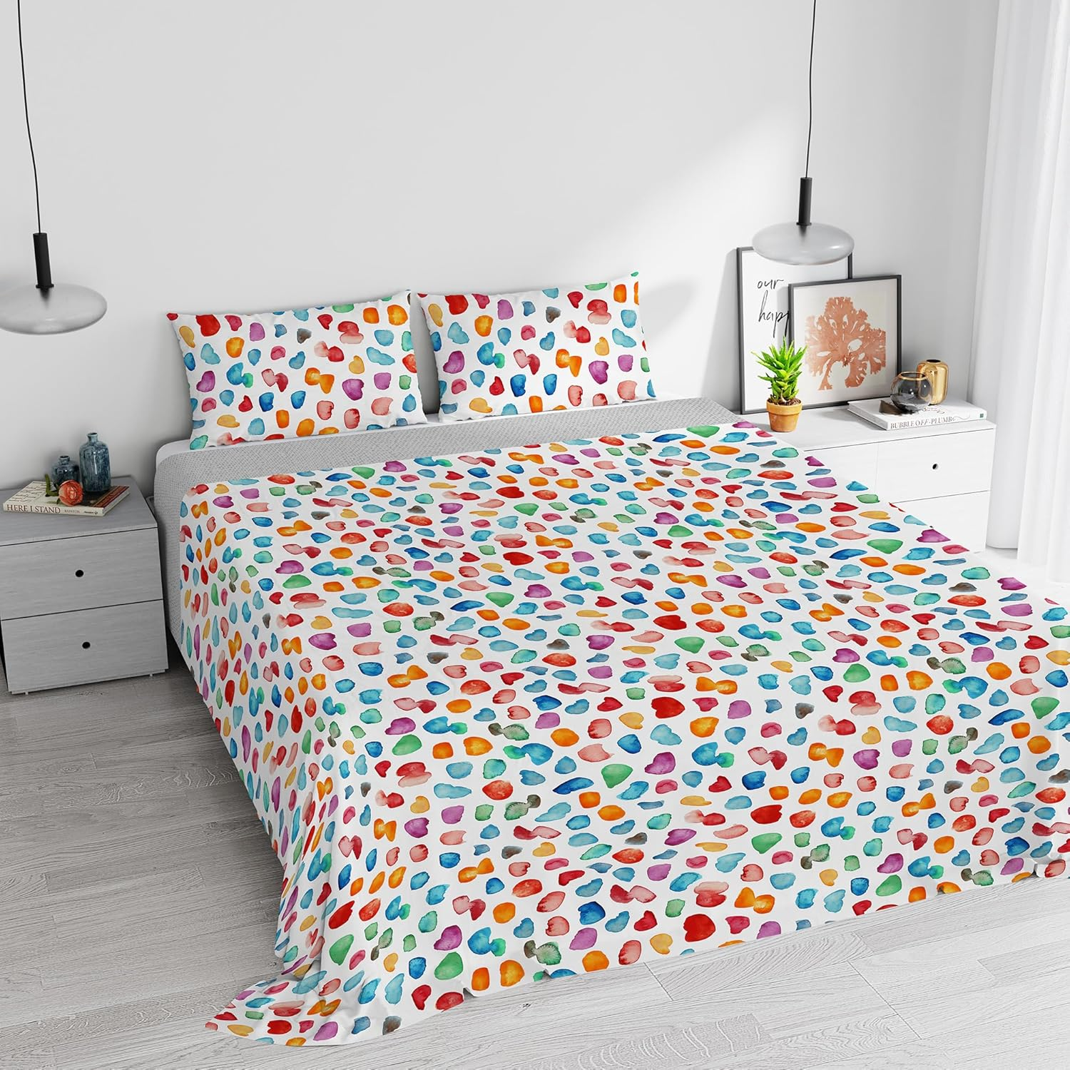 Watercolor Duvet Cover Set Cotton 06 Double