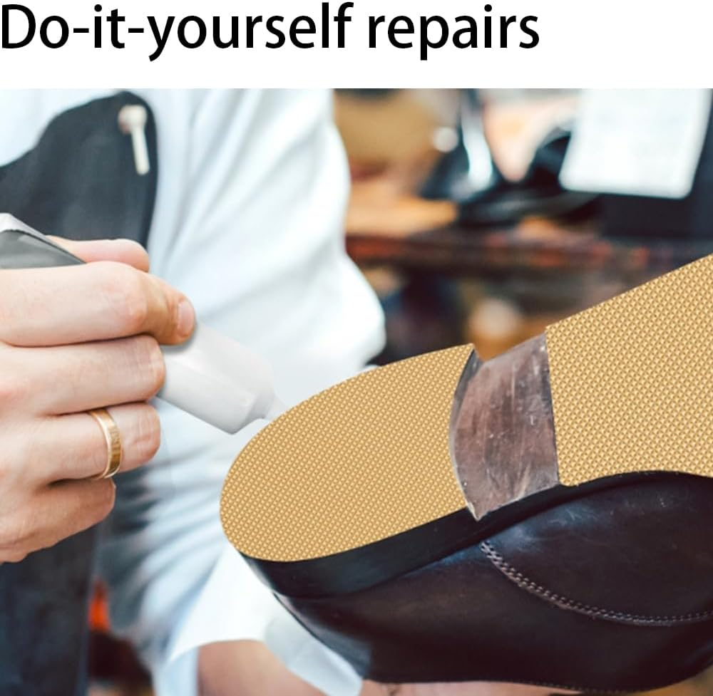 1 Pair anti Slip Rubber Shoe Soles anti Skid Rubber Soles Thickness 3Mm Rubber anti Skid Shoes Heels Repairing Tool for DIY Shoe Repair, Shoe Repair Rubber Heel Replacement anti Slip Heel Pads (Black) - Apricot image number 4