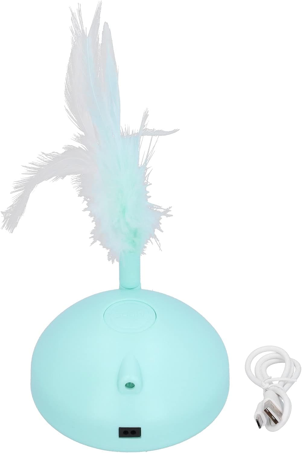 USB Charged Electric Teaser Sphere with Feather,Engaging Cat Play Turntable with Interactive Flash and Movement Perfect for Indoor Cats and Kittens image number 4