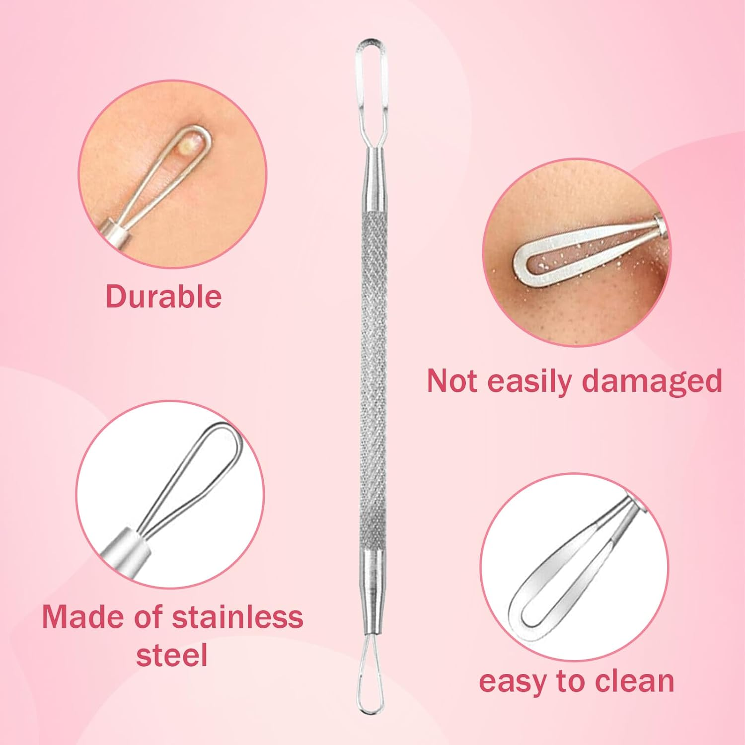 Black Blackhead Tool Kit,Stainless Steel Acne Needles Double Side Spot Squeezer Tool Pimple Extractor Popper Tool Kit Used to Remove Facial Blackheads and Pimples image number 2