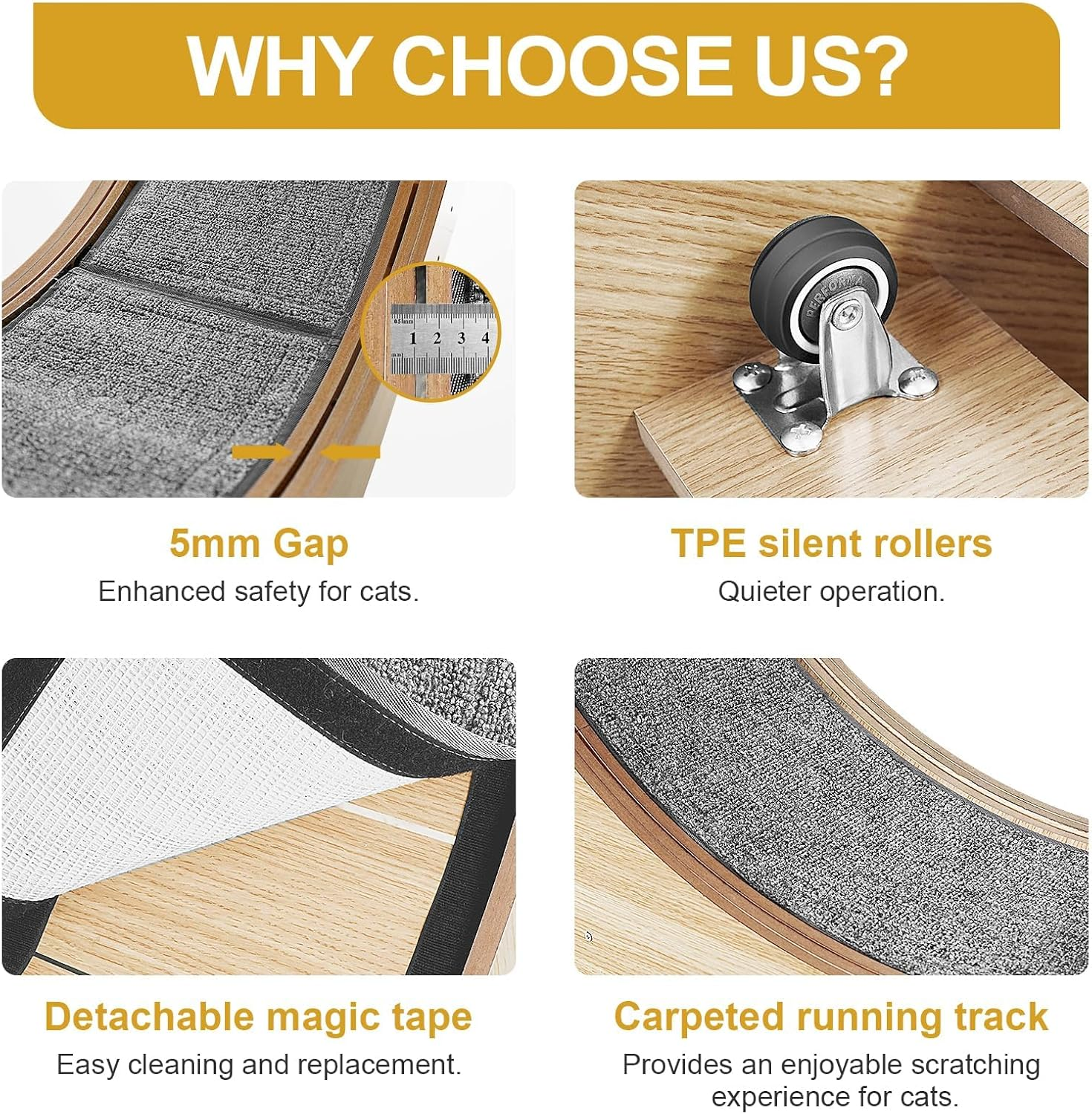 Cat Wheel, 43" Large Cats Exercise Running Wheel, Cat Treadmill for Indoor Cats image number 6