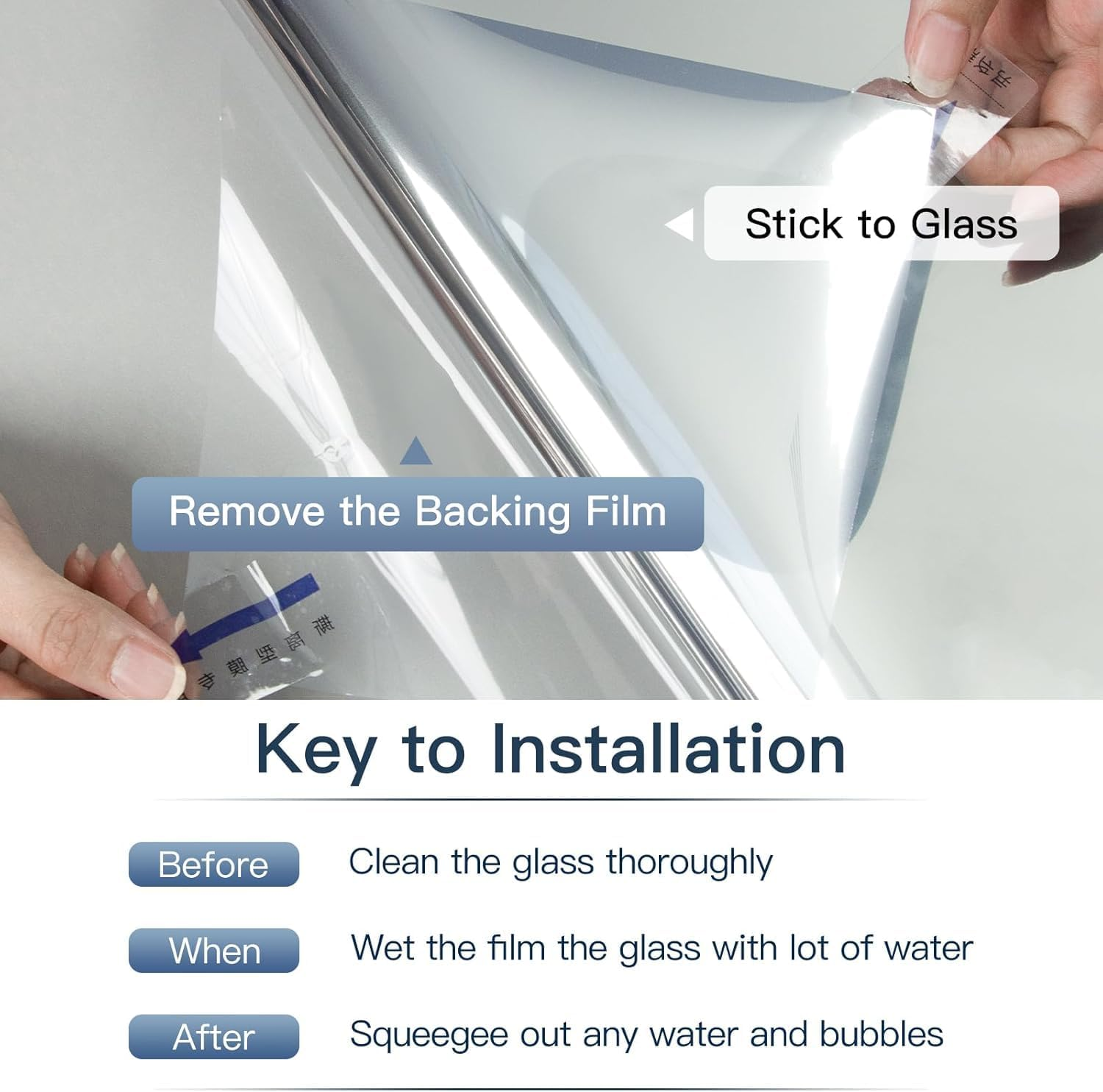 Sun Blocking Window Privacy Film, One Way Window Tint for Home, Daytime Window Privacy See Out Not in Window Cling Mirror Reflective anti UV Glass Covering for Home Office Car (Silver, 45X200Cm) image number 1