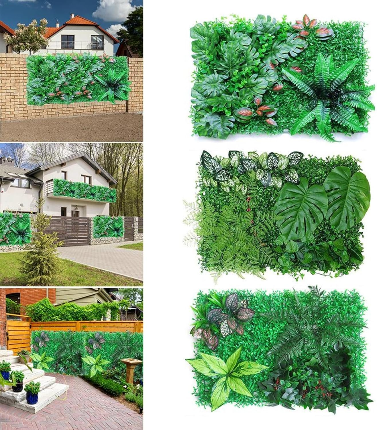 Artificial Grass Wall Decor - Realistic Balcony Decor | Artificial Boxwood Panel Topiary Hedge Plants Privacy Hedge Screen Sunscreen Sunscreen Artificial Hedge Fence, Eco-Friendly Wall Plants | image number 2
