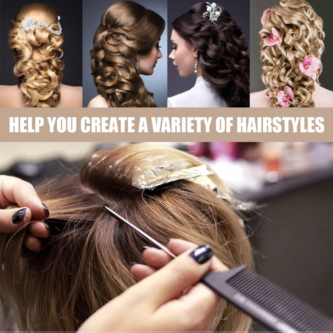 10 Pcs Hair Brush Set, Double Comb, Mouse Tail Comb, Edged Hair Comb, Tease Comb, Home Comb, Drawn Hair Comb image number 3