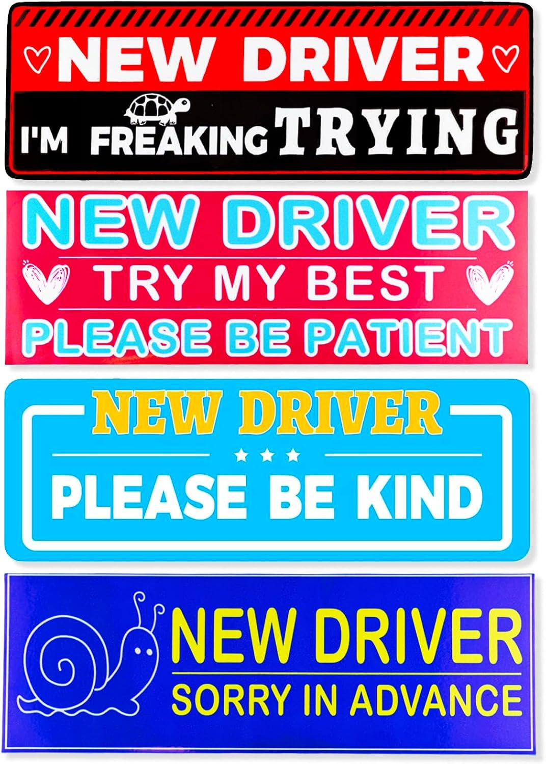 4 PCS New Driver Magnet for Car, Student Driver Magnet for Car, Removable Novice Rookie Safety Attention Sign Sticker, Funny Bumper Stickers Accessories(11.8 * 4.72In) image number 2