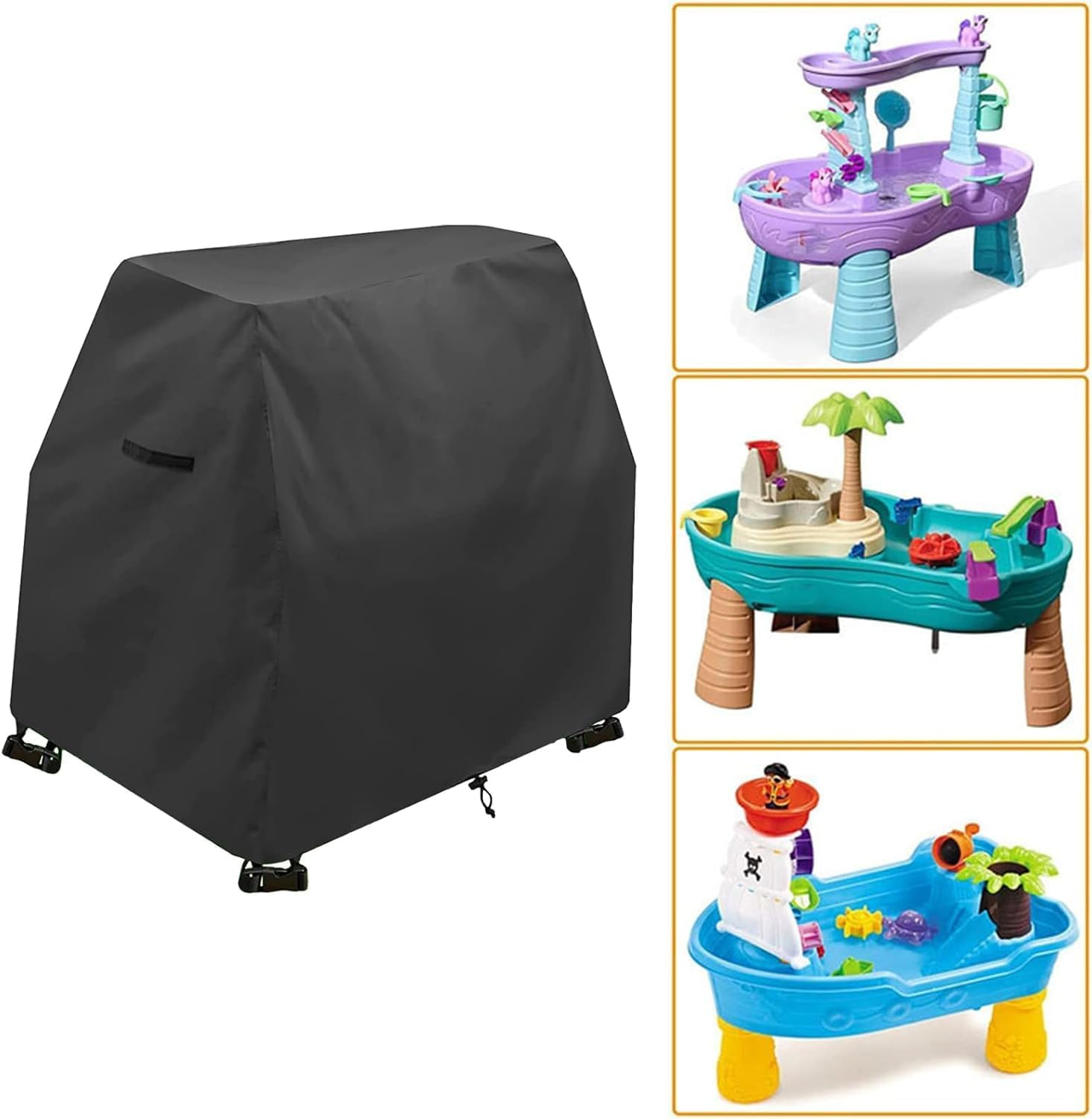 Step 2 Water Table Cover - Kids Water Table Cover, Splash Pond Water Play Table Cover , Kids Water Table Protector, Sun-Proof Waterproof Dustproof Outdoor Toys Cover for Children'S Water Toys (Black) image number 2