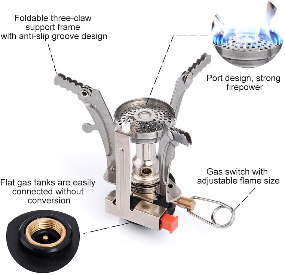 Leona Co Camping Cookware Set Backpacking Outdoor Hiking Gear with Camping Stove, Compact Light Cooking Kit, Easy Clean Durable Tableware Set with Stove Pan Pot Bowl image number 2