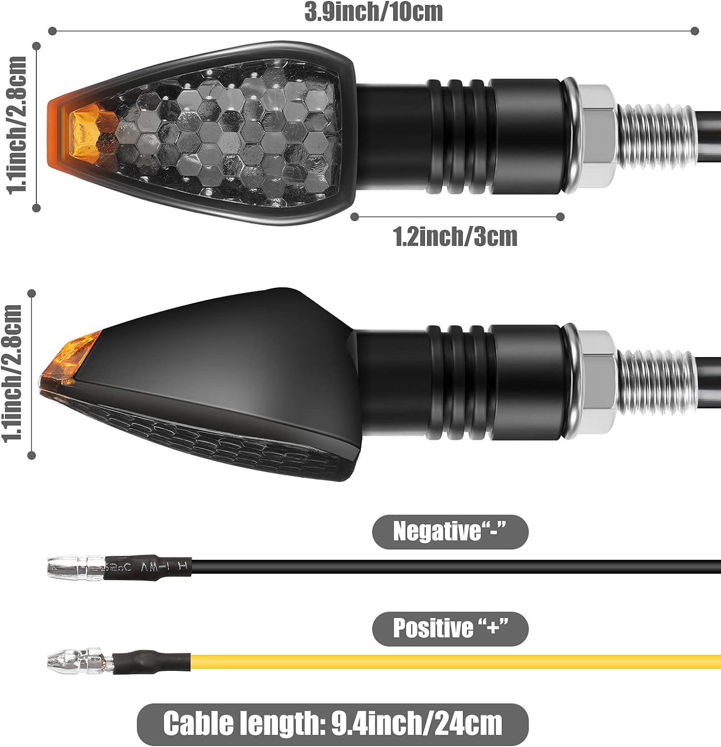 4 Pieces Motorcycle LED Turn Signals Motorcycle Signal Lights Indicators Flowing Turn Blinkers Front Rear Lights 14 LED 12V Motorbike Indicator Amber Lamp Mini Stalk Arrow image number 1