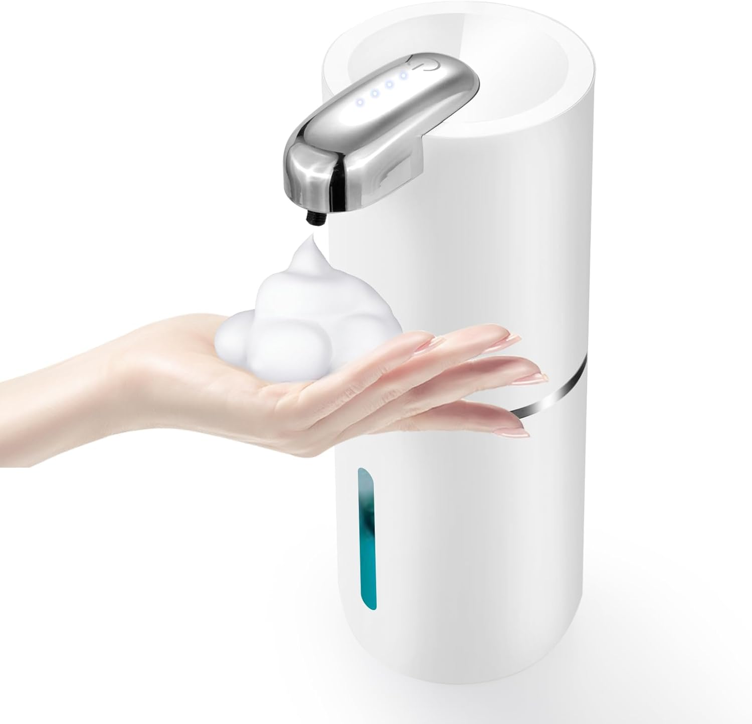 Automatic Soap Dispenser, Wall Mounted 4-Level Adjustable Foaming Hand Soap Dispenser, Rechargeable Bathroom Foam Soap Dispenser, Electric Touchless Kitchen Soap Dispenser