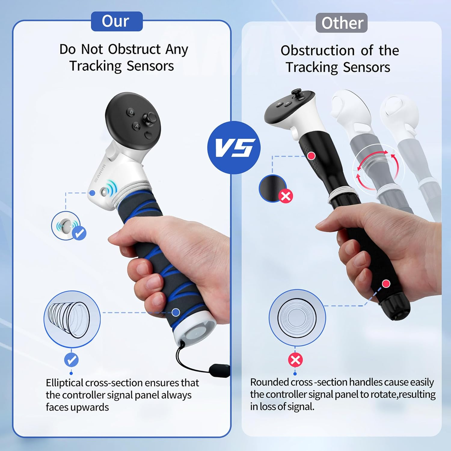 AMVR Upgraded Handle Attachment Compatible with Meta/Oculus Quest 3S/Quest 3 Accessories, 3-In-1 VR Gorilla Tag Long Arms Sticks, Beat Saber Handles, Golf Club Attachment, Extension Grips, VR Game image number 6