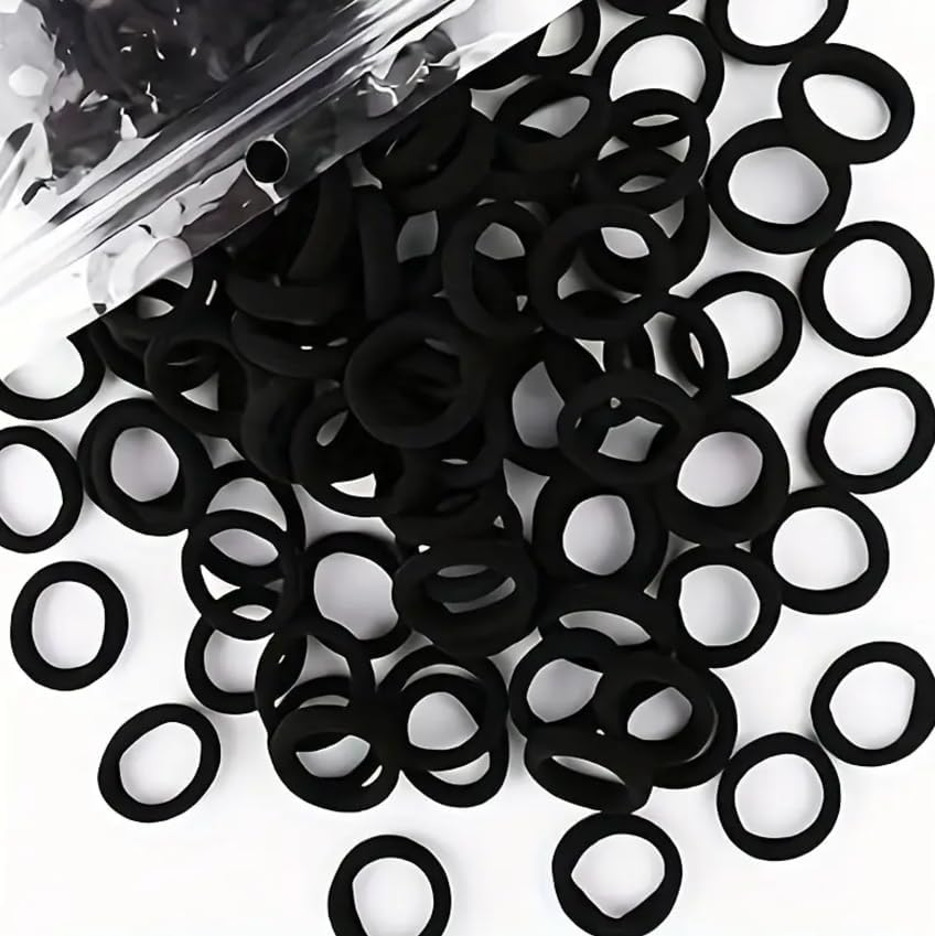 Lavema Girls Ladies Hair Bobbles Bands (Black, Pack of 50)