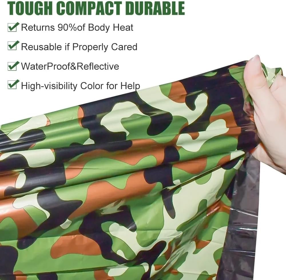 Emergency Sleeping Bag, Lightweight Survival Sleeping Bags Waterproof Thermal Emergency Blanket, Bivy Sack Survival Gear for Outdoor Adventure, Camping, Hiking (213 X 155 Cm)
