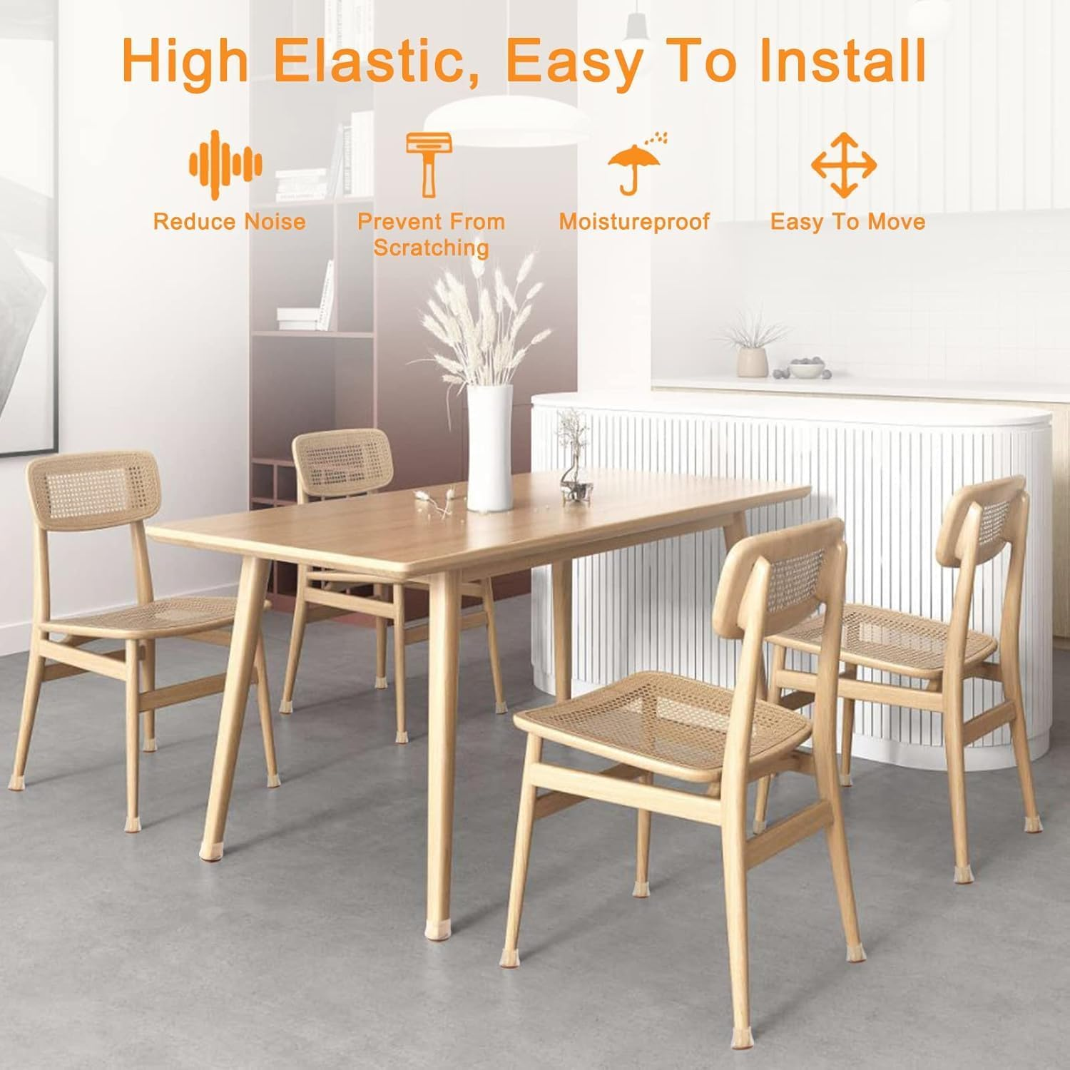 32 Pcs Silicone Chair Leg Floor Protectors, Chair Leg Protectors for Hardwood and Tile Floors, Felt Bottom Furniture Leg Caps Non Slip, Protect Furniture Wood Tile Floors from Scratches and Noise image number 2