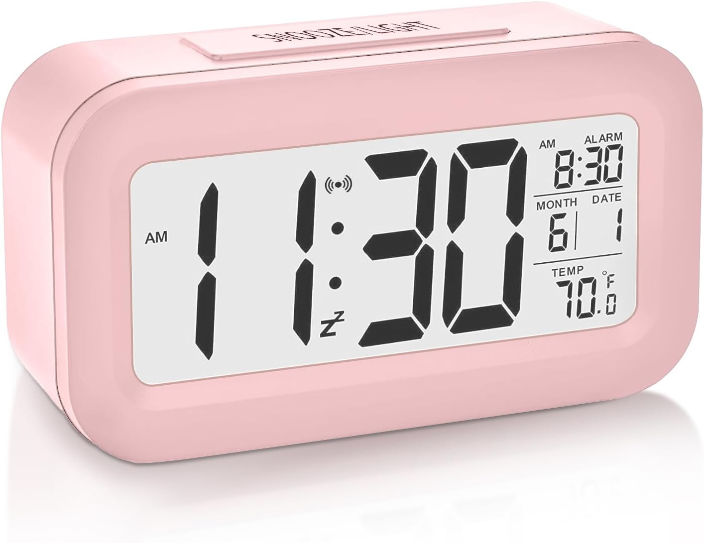 Necomi Nightlight Digital Alarm Clock, Creative Smart, Bedside Desk Table Electronic Clock Battery Operated Mute Luminous Alarm Clock with Adjustable Light, Suitable for Students and Children (Black)