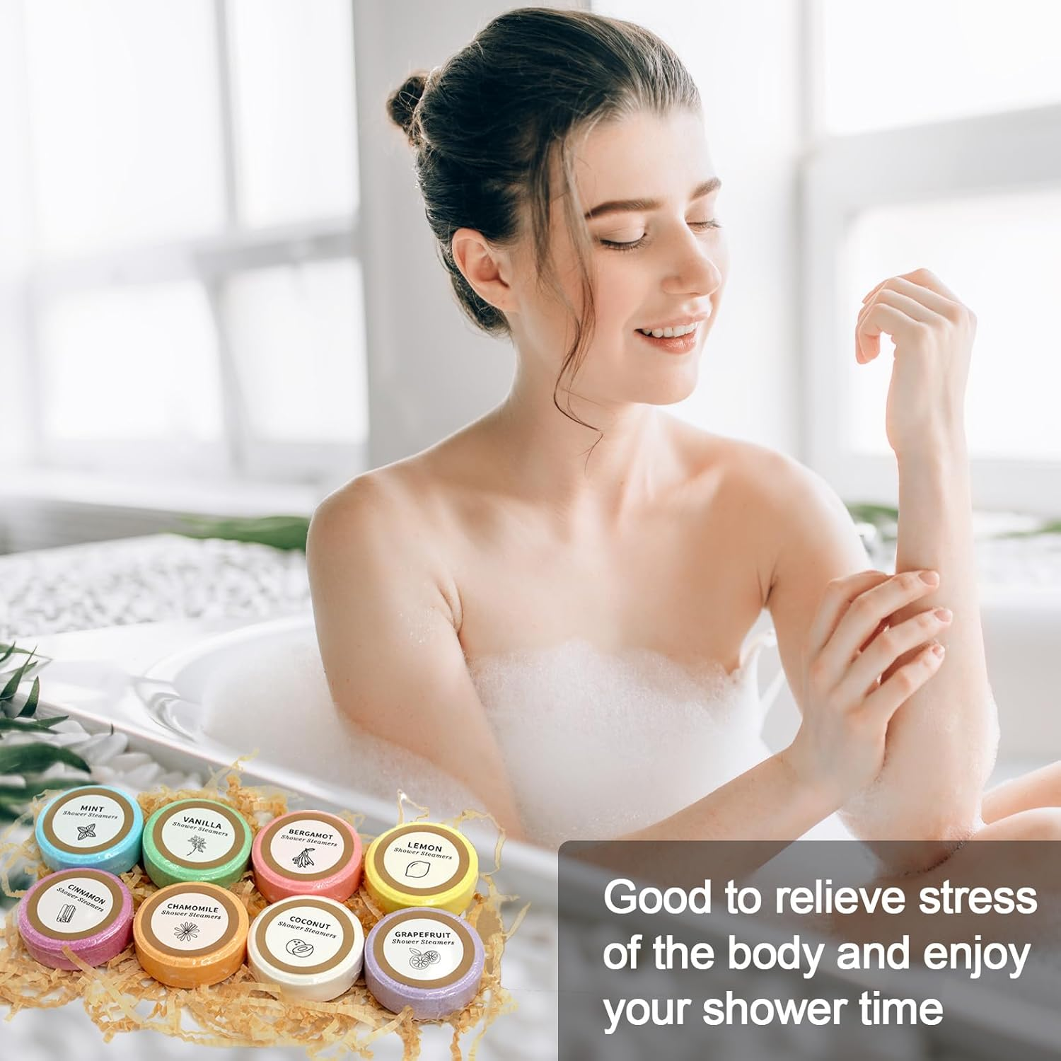 8Pcs Steamer Aromatherapy Shower with Surprise inside Organic Bubble Bath Bomb, Flower Bombs Bath Salts Self Care Shower Tablets, Relaxation Home SPA for Women Relaxation, Valentines Day Gifts for Teens and Adults image number 6