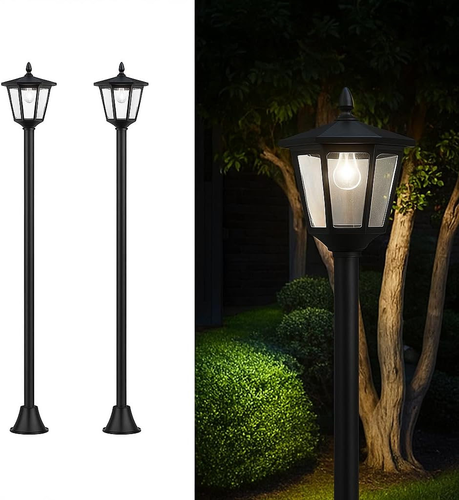 Yarratwo 174Cm Solar Lamp Post Lights Outdoor up to 220 Lumens for Garden, Lawn, Pathway, Driveway, Front/Back Door (2) image number 3
