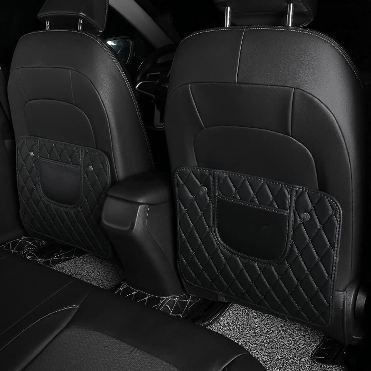 Zipelo 2Pcs Car Kick Mats, PVC Backseat Protector Cover Pad with Storage Bag, Seat Pad Cover for Kids Feet, Waterproof Guard Prevent Dirt and Trampling, Auto Interior Accessories (Black) image number 4
