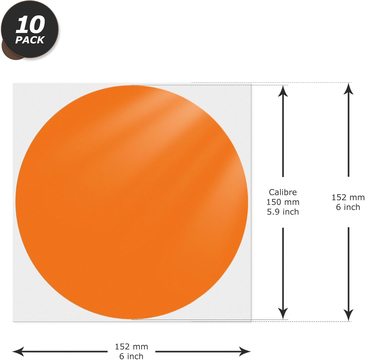 Orange Dot Stickers 6 Inch Vinyl Self-Adhesive Colored Circle Labels Removable Waterproof Coding Decals round Tag for Boxes Coloring Organizing Marking 10 PCS image number 2