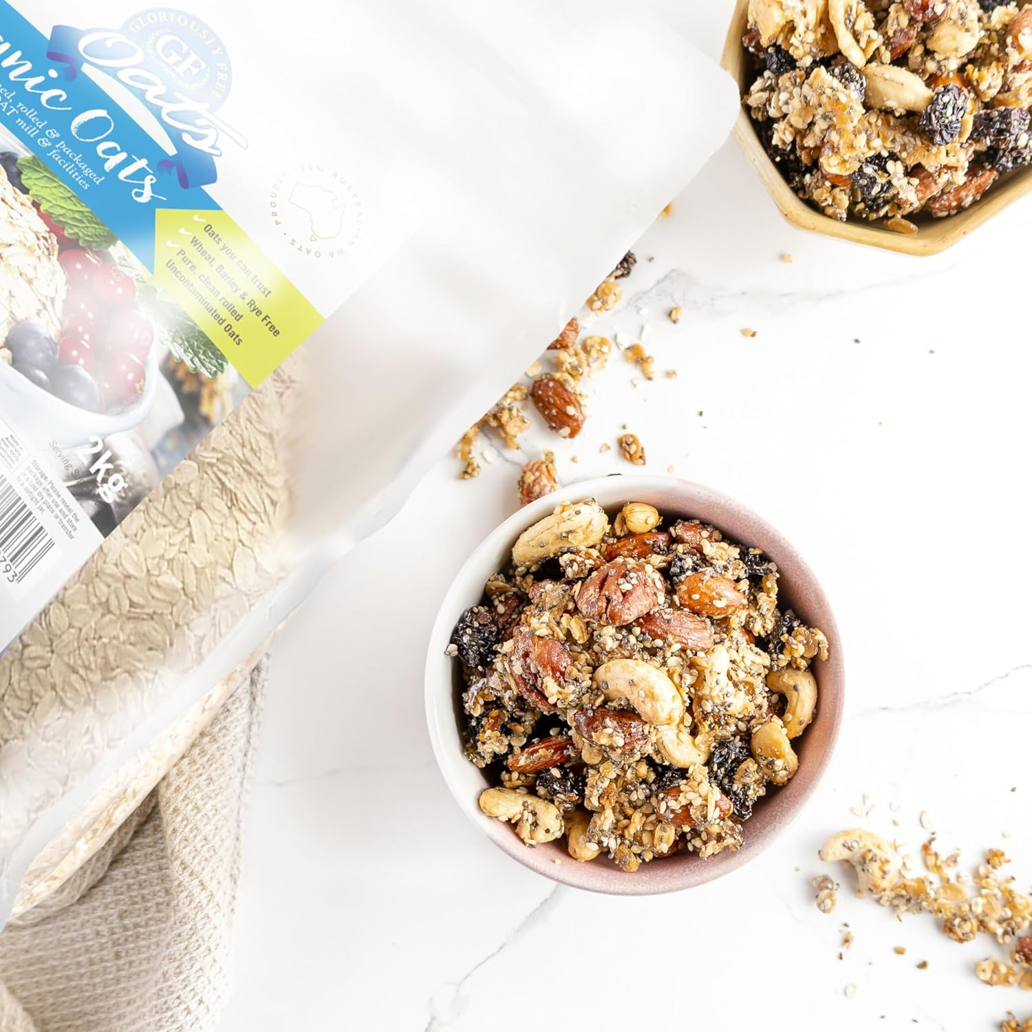 GF Oats Oaty Starter Pack |500G X 3 |12 Serves per Pack | Includes 3 Types |Aussie Wheat Free, Rye Free, Barley Free, GMO Free, Glyphosate Free & Vegan Rolled Oats. Tested Nil to Gluten Contamination image number 5