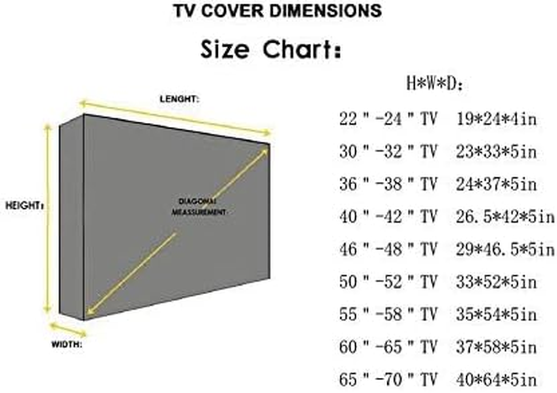 Outdoor TV Cover Waterproof UV Flat Screen Protection Cover for 22&rdquo; to 75&rdquo; TV Indoor Dust-Proof UCARE Furniture Cover Fits Most Mounts and Brackets Black (60-65&rdquo;) image number 1