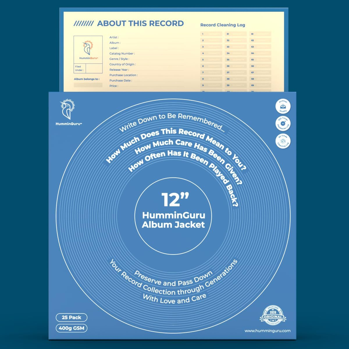 Humminguru 12 Inch Album Jackets, 400GSM Cardboard Vinyl Record Jackets, Blank Cardboard Jackets for Replacing Album Covers and Record Covers, Heavy LP Vinyl Covers, 5Lbs,25Pack (12" Album Jackets) image number 5