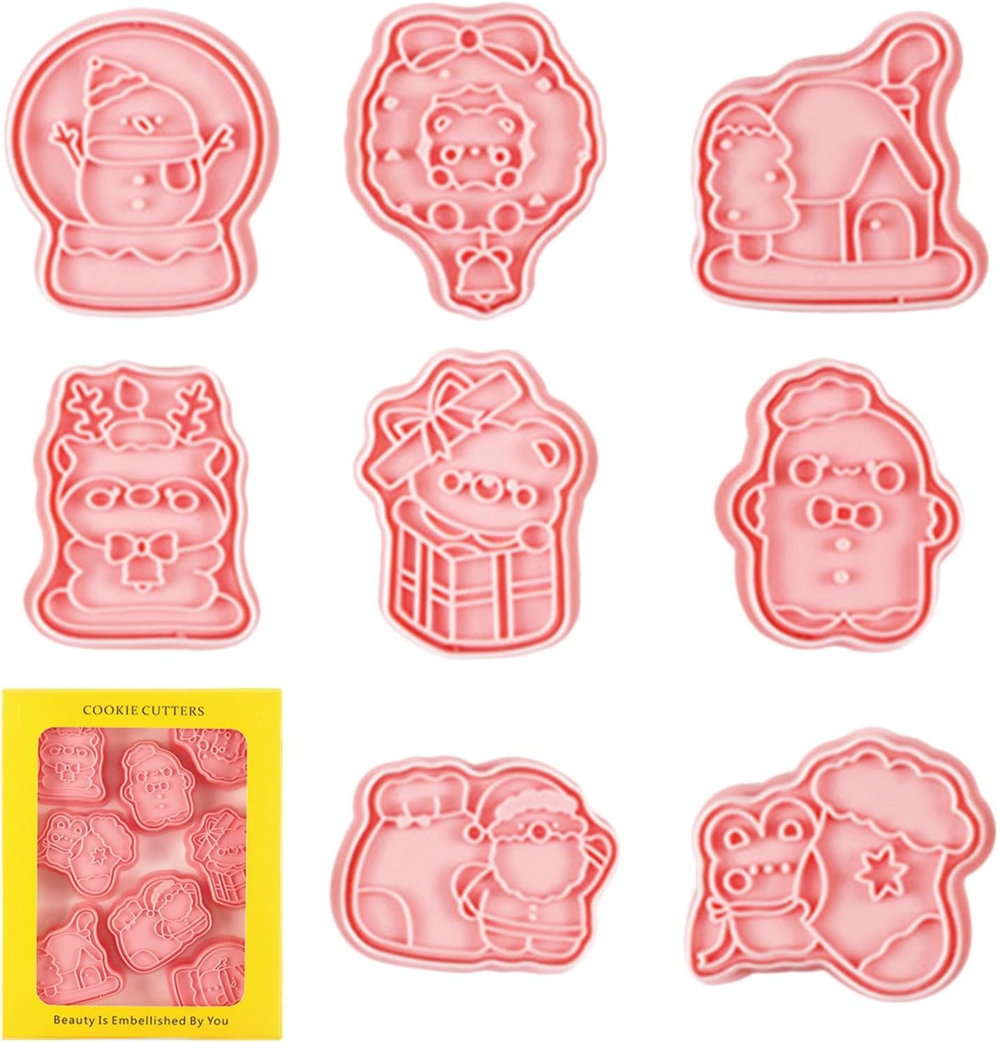 Christmas Cookie Cutters - 8X Kitchen Baking Tool - Cookie Molds Mould Funny Press Cookie Cutter for Baking Tool image number 2