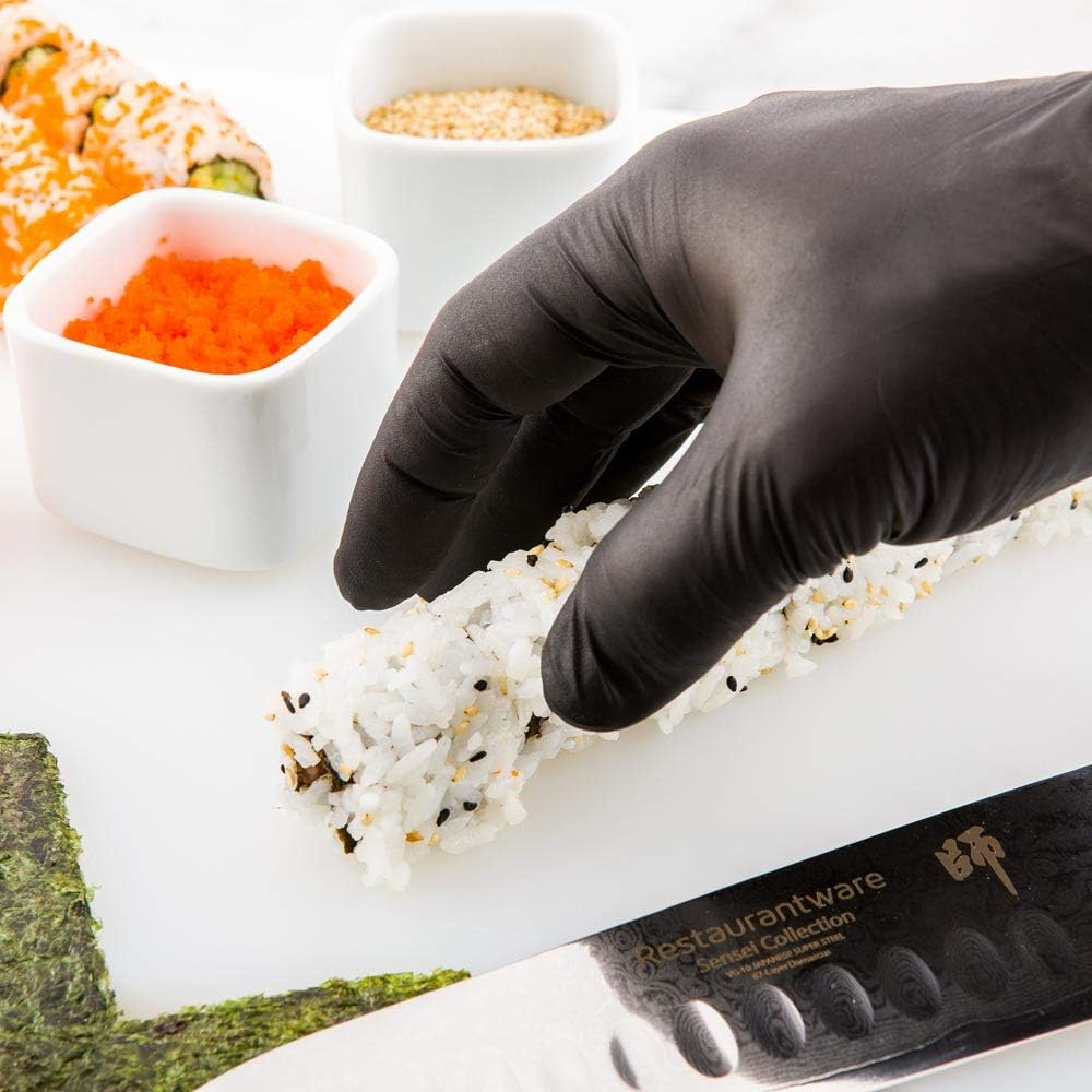 Restaurantware Small Black Nitrile Gloves - Powder-Free Food Safe Gloves: Perfect for Kitchen, Housekeeping and Janitorial Use - Disposable and Recyclable - 100Ct Box -