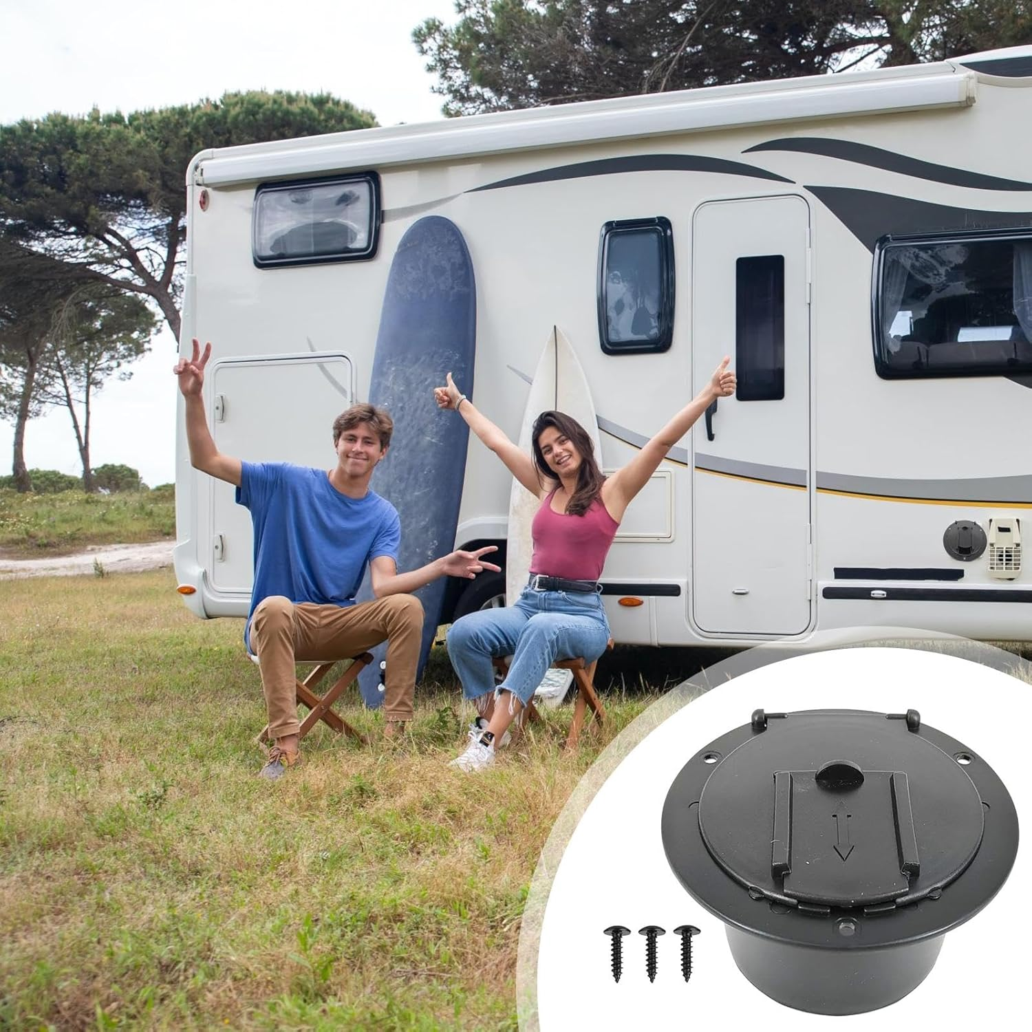 Generisch RV Power Cable Cover, RV Power Cable Flap, RV Electric Cable Hatch, RV Accessories, Covered Power Cable Flap, Cable Guide through Screws for Camping Travel image number 6