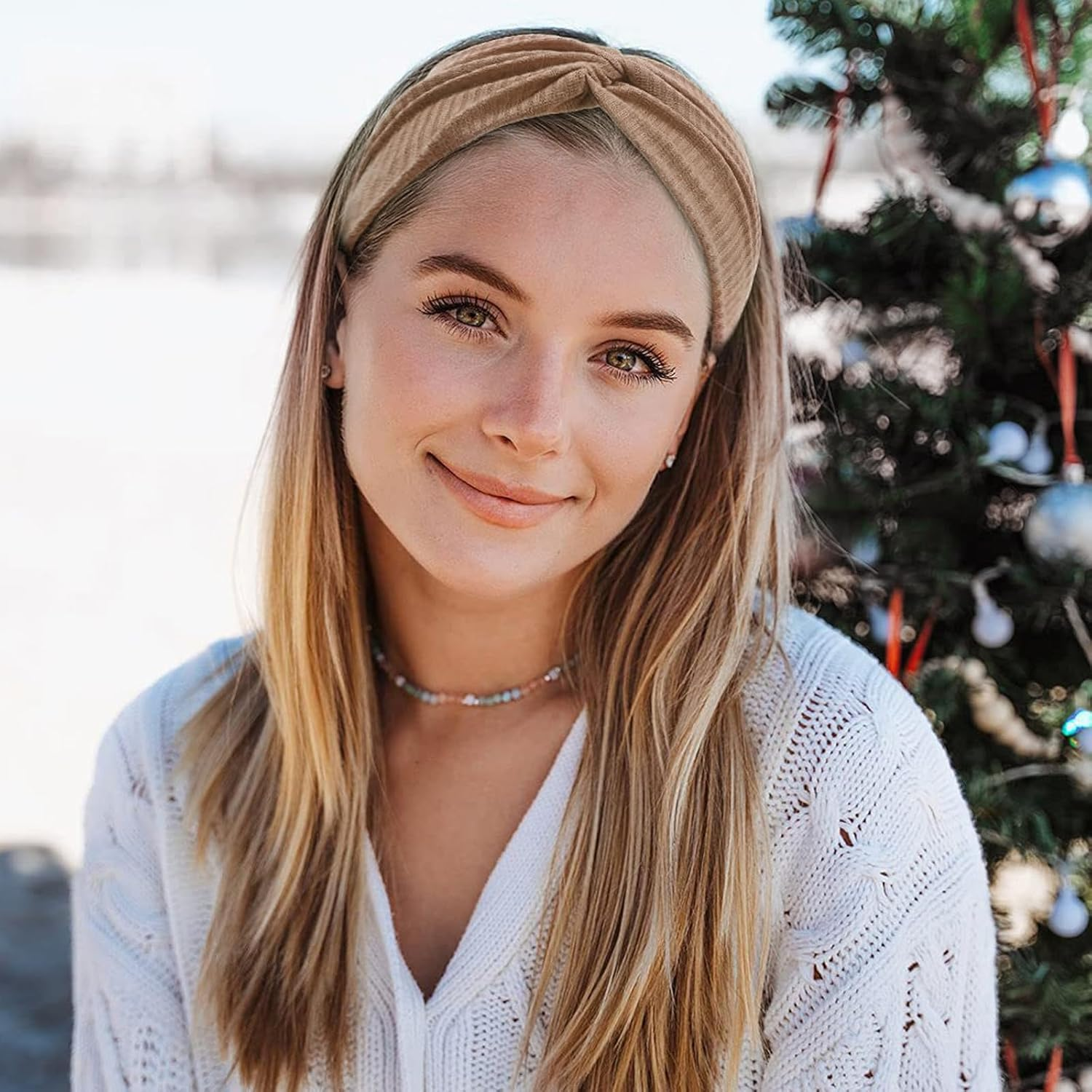 Pack of 6 Women'S Knitted Hair Bands, Multicoloured Wide Hair Bands, Sports Headband for Fitness, Yoga, Running, Workout, Wide Elastic Headband for Women and Girls image number 4