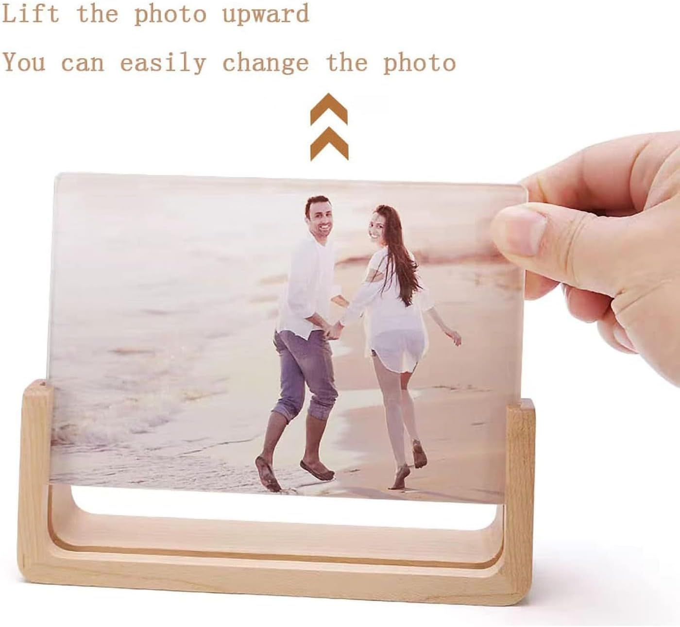 5X7 Wood Picture Frame Set of 2 Rustic Wooden Photo Frames with Base U Shaped Double Sided High Definition Acrylic Covers Menu Holder Sign Card Stand for Tabletop or Desktop Display,Vertical Frame - 5 X 7 Inch Horizontal Frame image number 5